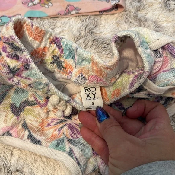 3T girls, summer MEXX Denim Skirt denim Romper, paw, patrol shirt, ROXY shorts - Picture 7 of 16